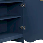 Vertical Stripes and Wavy Design of a Four-Door Cabinet Cabinet Suitable for Hallway, Entryway, Living Room