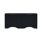 Vertical Stripes and Wavy Design of a Four-Door Cabinet Cabinet Suitable for Hallway, Entryway, Living Room