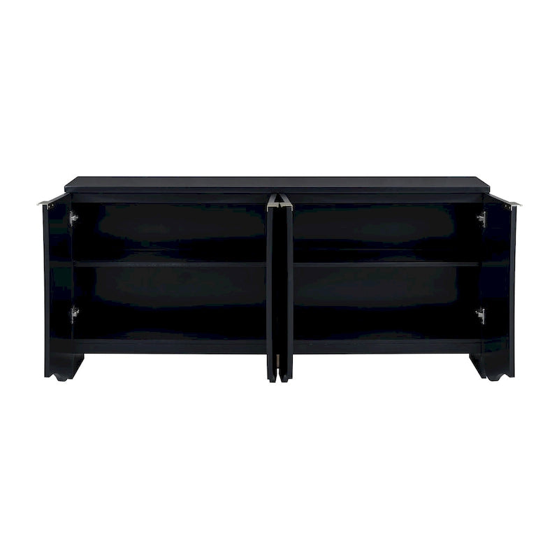 Vertical Stripes and Wavy Design of a Four-Door Cabinet Cabinet Suitable for Hallway, Entryway, Living Room