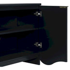 Vertical Stripes and Wavy Design of a Four-Door Cabinet Cabinet Suitable for Hallway, Entryway, Living Room