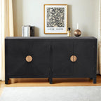 Caractéristiques uniques du meuble en placage de frêne avec portes de placard à motif de lignes rayonnantes, adapté aux salons et aux couloirs