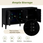 Retro Sideboard Door w/Circular Groove Design Round Metal Door Handle