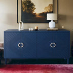 Meuble de rangement 4 portes, élégant et fonctionnel, avec pieds en pin et MDF, pour le salon, la chambre et la cuisine