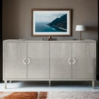 Meuble de rangement 4 portes, élégant et fonctionnel, avec pieds en pin et MDF, pour le salon, la chambre et la cuisine