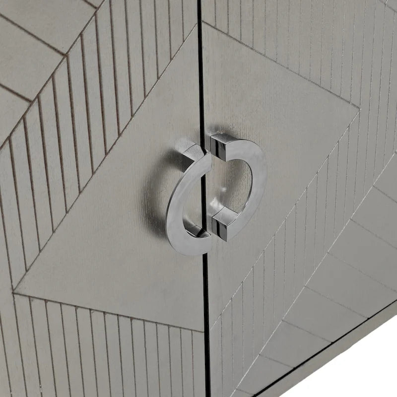 Meuble de rangement 4 portes, élégant et fonctionnel, avec pieds en pin et MDF, pour le salon, la chambre et la cuisine