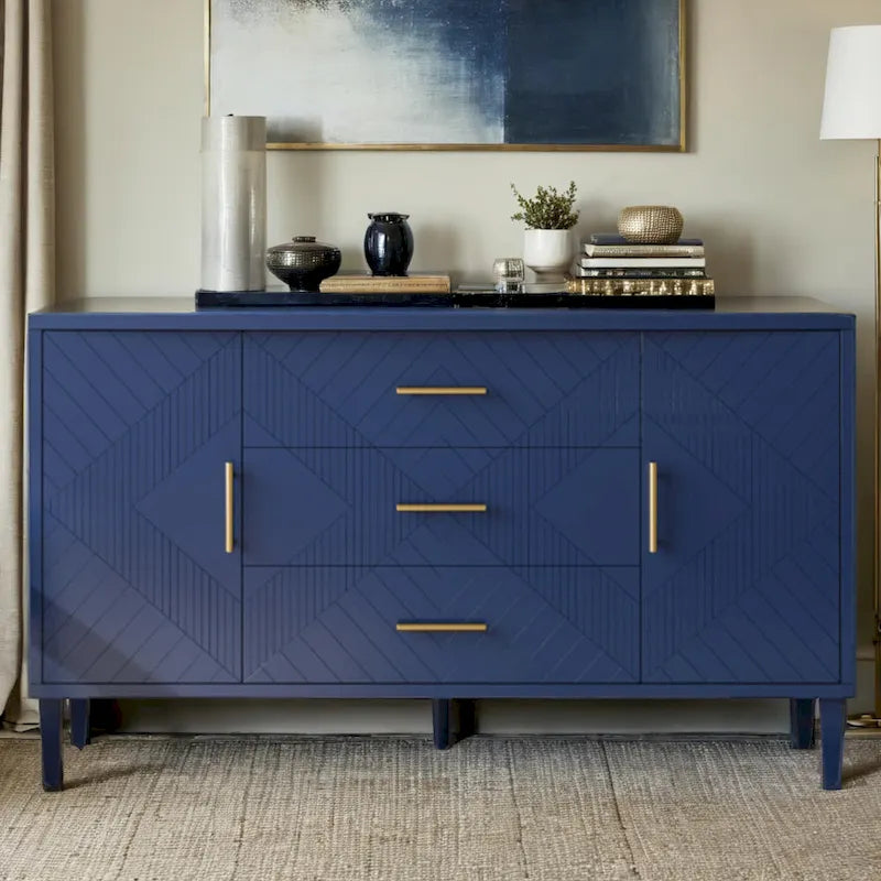 Meuble de rangement 4 portes, élégant et fonctionnel, avec pieds en pin et MDF, pour le salon, la chambre et la cuisine