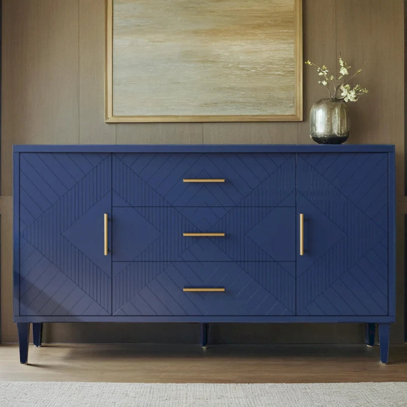 Meuble de rangement 4 portes, élégant et fonctionnel, avec pieds en pin et MDF, pour le salon, la chambre et la cuisine