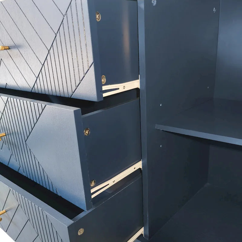 Meuble de rangement 4 portes, élégant et fonctionnel, avec pieds en pin et MDF, pour le salon, la chambre et la cuisine