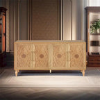 Carved Flower Door Large Storage Cabinet