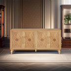 Carved Flower Door Large Storage Cabinet