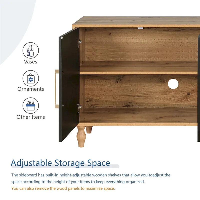 Carved Flower Door Large Storage Cabinet