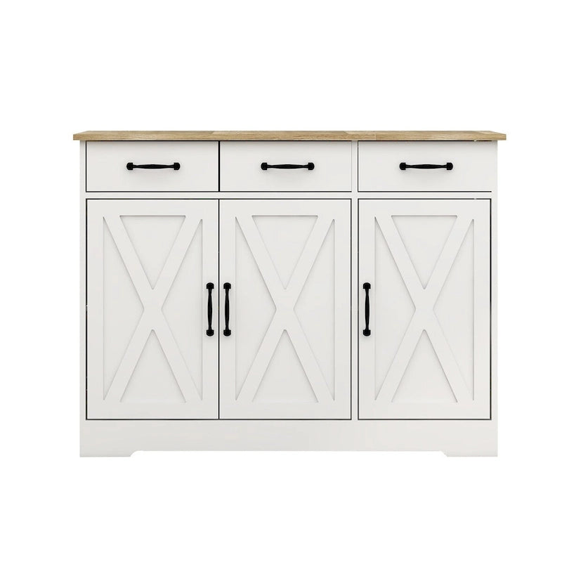 Farmhouse Buffet Cabinet Storage Sideboard with 3 Drawers and 3 Doors