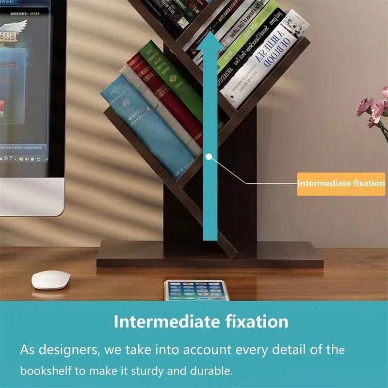 Wooden Book Tree Shelf