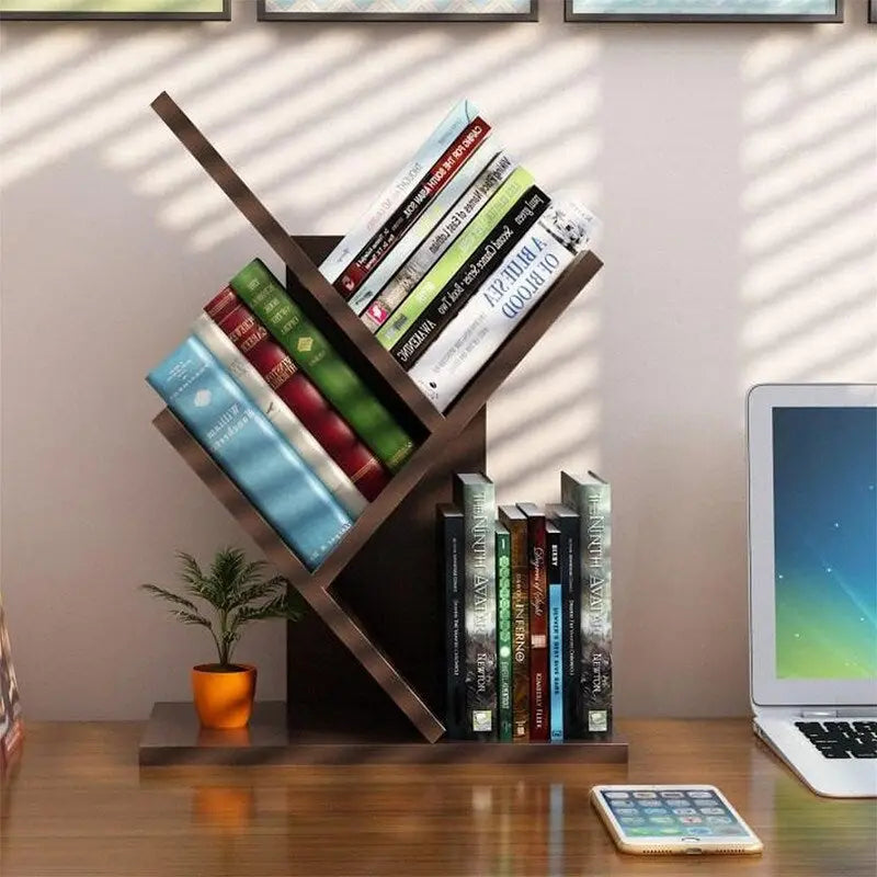 Wooden Book Tree Shelf