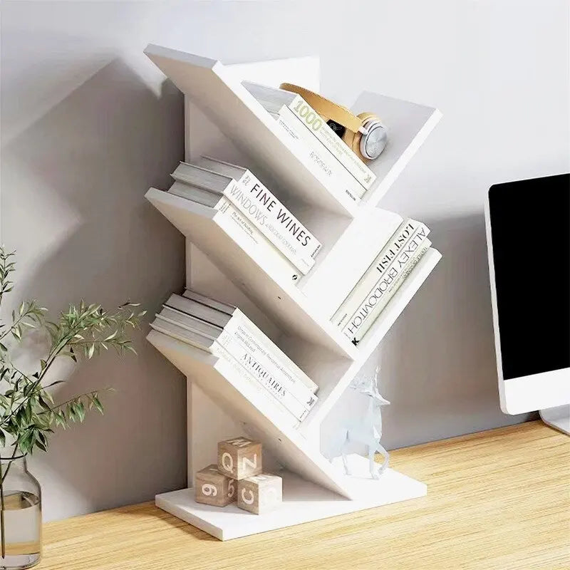 Wooden Book Tree Shelf