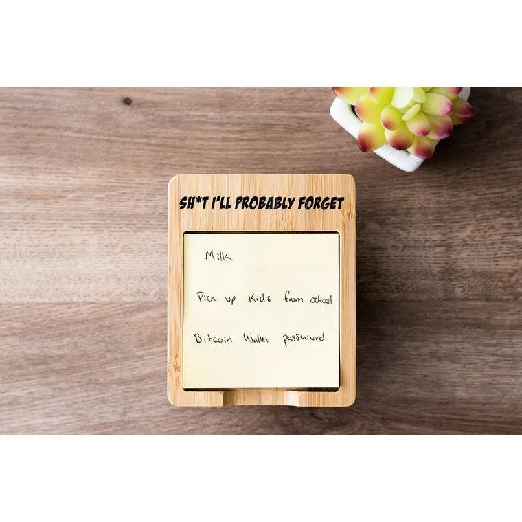 Eco Friendly Laser Engraved Bamboo Wood Post It Notes Holder