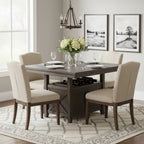 Wooden Counter Height Table with Cabinet and Butterfly Leaf, Gray