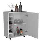 Bar Cart with Integrated Wine Storage,Spacious Cabinet and Smooth Rollers
