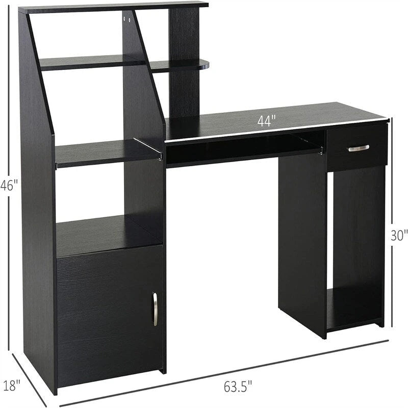 Computer Desk with Storage Shelves