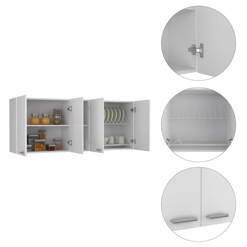 Wall Cabinet: Double-door design with a white finish—high-quality and durable.