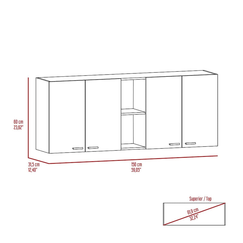 Wall Cabinet: Double-door design with a white finish—high-quality and durable.