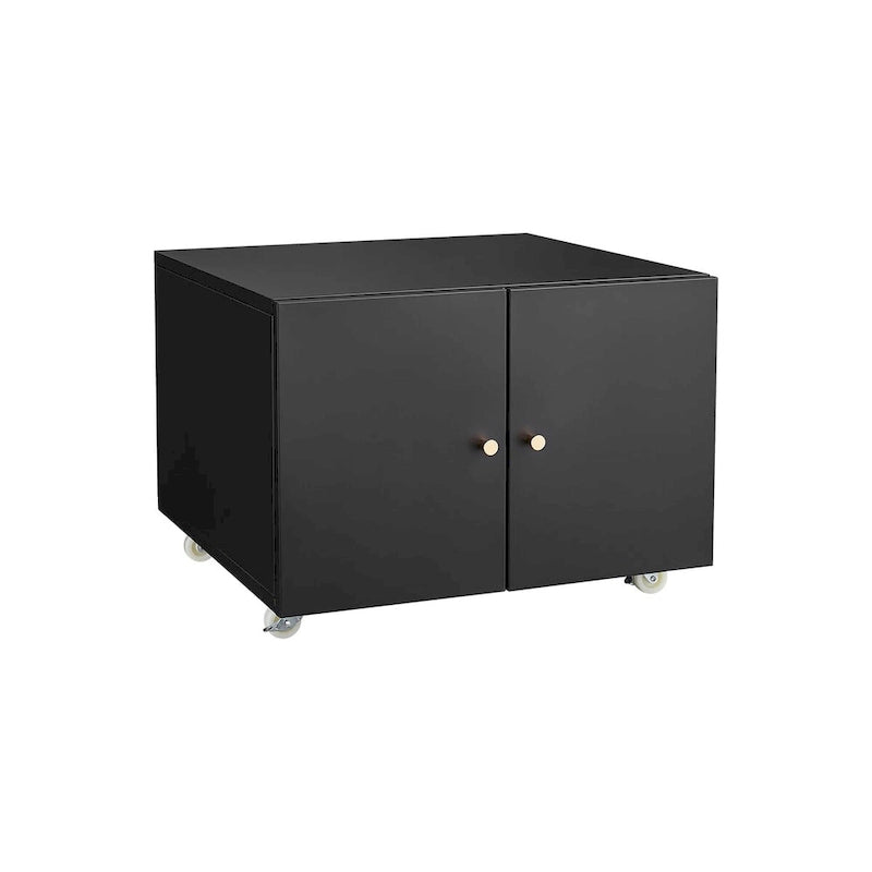 Black 2 Door Steel Copier Stand Mobile File Pedestal