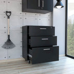 3-Drawer Rectangle Chest with Caster Black Wengue