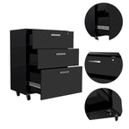 3-Drawer Rectangle Chest with Caster Black Wengue