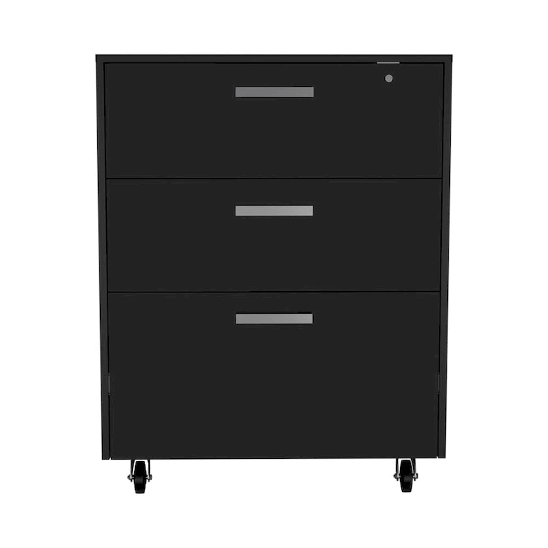 3-Drawer Rectangle Chest with Caster Black Wengue