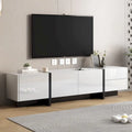 White & Black Contemporary Rectangle Design TV Stand - 74.8W x 13.7D x 17.7H