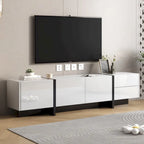 Siavonce White & Black Contemporary Rectangle Design TV Stand - 74.8W x 13.7D x 17.7H