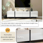 White & Black Contemporary Rectangle Design TV Stand - 74.8W x 13.7D x 17.7H