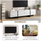 White & Black Contemporary Rectangle Design TV Stand - 74.8W x 13.7D x 17.7H