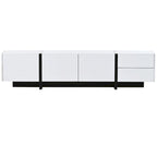 White & Black Contemporary Rectangle Design TV Stand - 74.8W x 13.7D x 17.7H