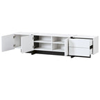 White & Black Contemporary Rectangle Design TV Stand - 74.8W x 13.7D x 17.7H