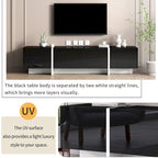 White & Black Contemporary Rectangle Design TV Stand - 74.8W x 13.7D x 17.7H