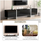 White & Black Contemporary Rectangle Design TV Stand - 74.8W x 13.7D x 17.7H