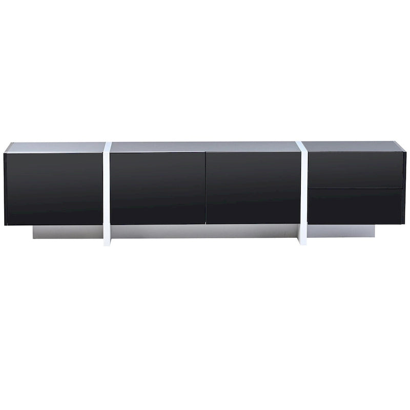 White & Black Contemporary Rectangle Design TV Stand - 74.8W x 13.7D x 17.7H