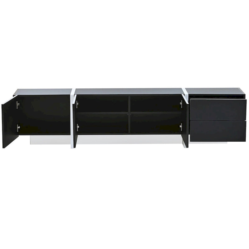 White & Black Contemporary Rectangle Design TV Stand - 74.8W x 13.7D x 17.7H