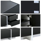 White & Black Contemporary Rectangle Design TV Stand - 74.8W x 13.7D x 17.7H