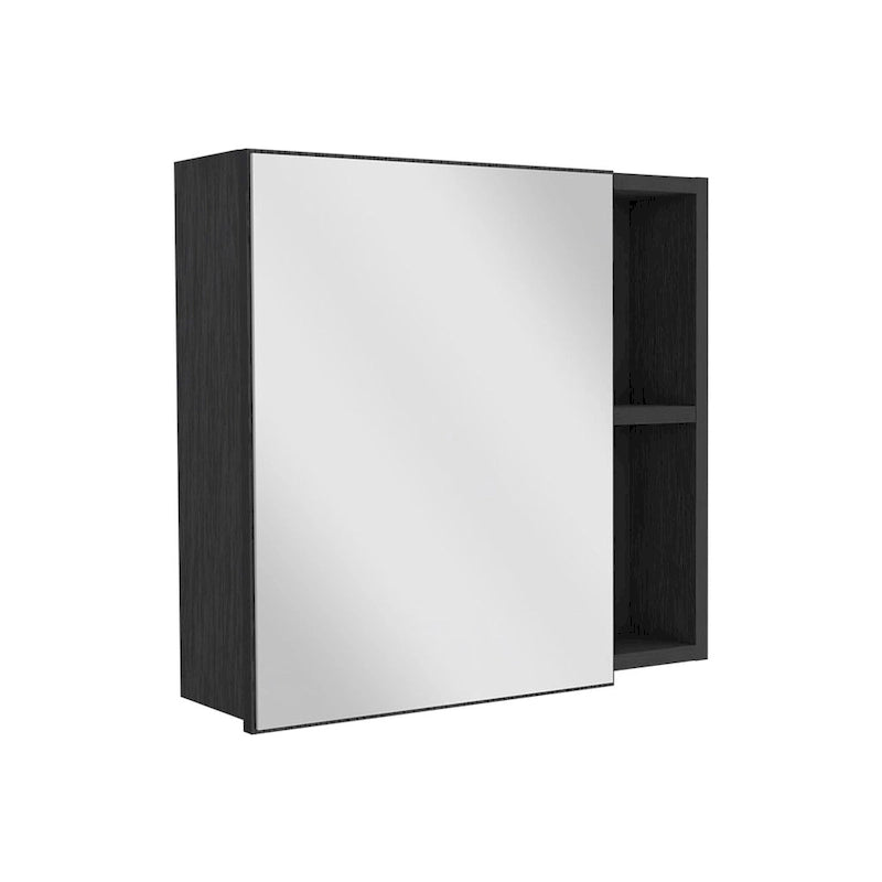 Medicine Cabinet, Three Internal Shelves, Single Door, Two External Shelves, Black Wengue Finish