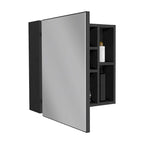 Armoire à pharmacie, trois étagères intérieures, porte simple, deux étagères extérieures, finition Wengé noir