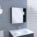 Armoire à pharmacie, trois étagères intérieures, porte simple, deux étagères extérieures, finition Wengé noir