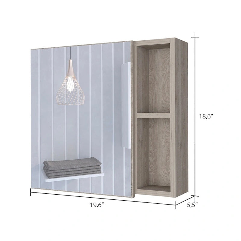 Armoire à pharmacie, trois étagères intérieures, porte simple, deux étagères extérieures, finition Wengé noir