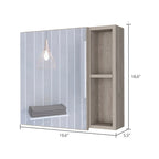 Armoire à pharmacie, trois étagères intérieures, porte simple, deux étagères extérieures, finition Wengé noir