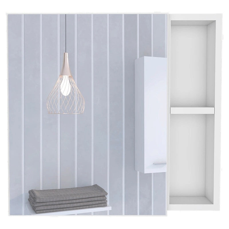 Armoire à pharmacie, trois étagères intérieures, porte simple, deux étagères extérieures, finition Wengé noir