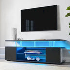 Center Media Storage Console Table with Large Side Cabinet for Living Room - 63.00L * 16W * 21H