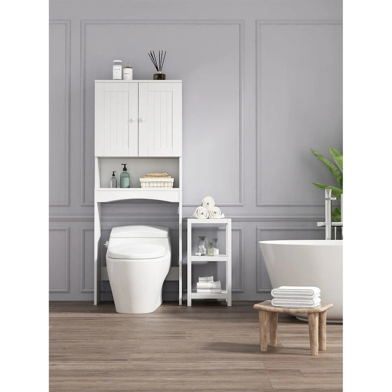 White Over-the-Toilet Storage Cabinet with Shelves