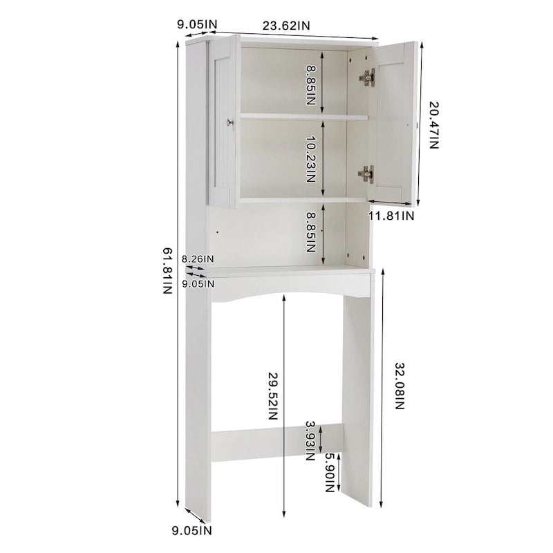 White Over-the-Toilet Storage Cabinet with Shelves