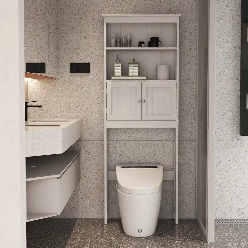 Over The Toilet Bathroom Cabinet with 2 Doors,Wood Storage Organizer Cabinet